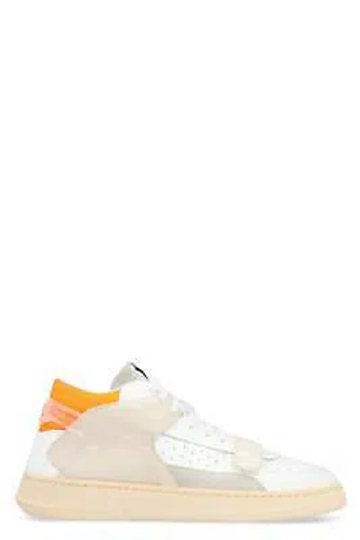 Pre-owned Run Of Leather Mid-top Sneakers In White