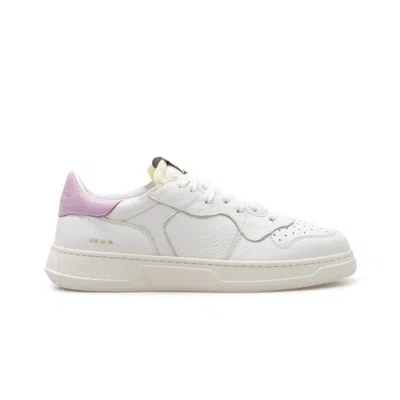 Run Of Low-top Sneakers With Lilac Suede Accent In White