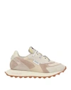 Run Of Man Sneakers Beige Size 7 Leather, Textile Fibers In Beige