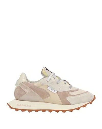 Run Of Man Sneakers Beige Size 7 Leather, Textile Fibers