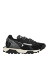 Run Of Man Sneakers Black Size 12 Soft Leather, Textile Fibers In Black