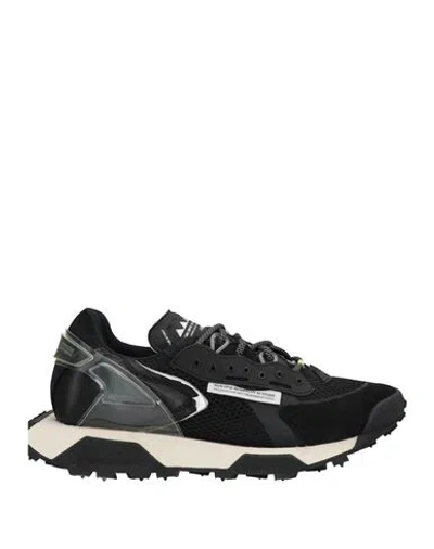 Run Of Man Sneakers Black Size 12 Soft Leather, Textile Fibers