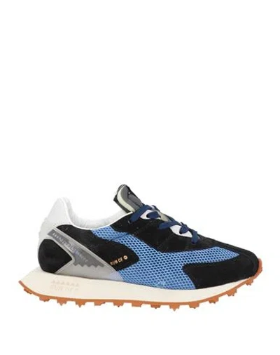 Run Of Man Sneakers Black Size 6 Leather, Textile Fibers
