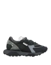 Run Of Man Sneakers Black Size 9 Leather, Textile Fibers In Black