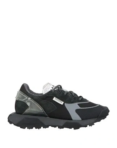 Run Of Man Sneakers Black Size 9 Leather, Textile Fibers