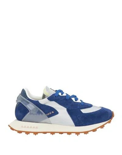 Run Of Man Sneakers Blue Size 7 Leather, Textile Fibers