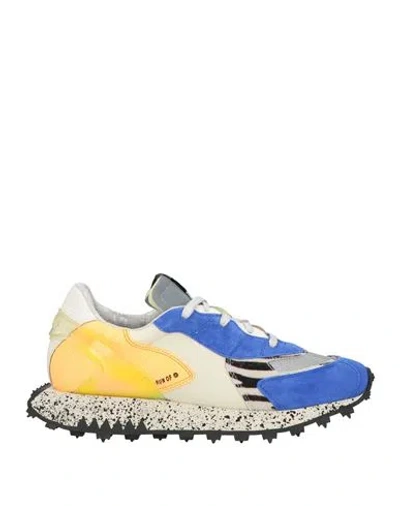 Run Of Man Sneakers Blue Size 8 Leather, Textile Fibers