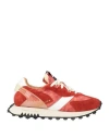 Run Of Man Sneakers Brick Size 9 Leather, Textile Fibers In Red