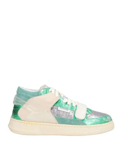 Run Of Man Sneakers Green Size 6 Leather, Rubber