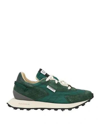Run Of Man Sneakers Green Size 9 Leather, Textile Fibers