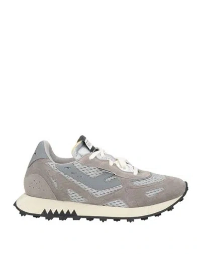 Run Of Man Sneakers Grey Size 9 Leather, Textile Fibers In Multi