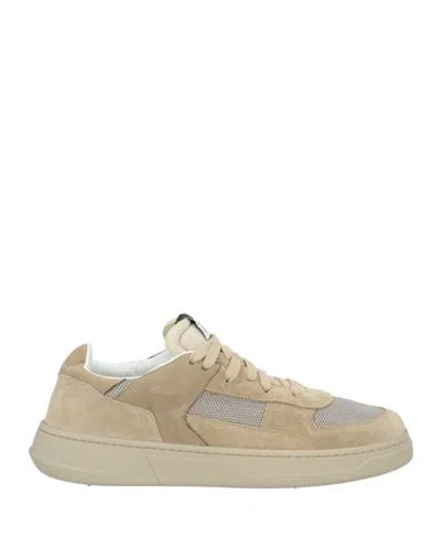 Run Of Man Sneakers Khaki Size 9 Leather, Textile Fibers In Beige