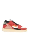 Run Of Man Sneakers Red Size 9 Leather In Red