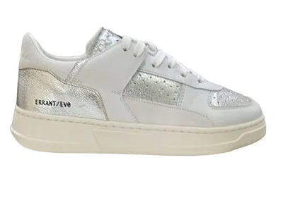 Run Of Metallic Silver Sneakers With Lace-up Front In White