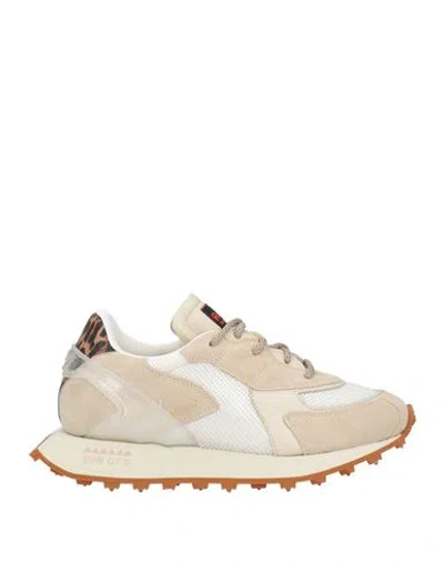Run Of Woman Sneakers Beige Size 7 Leather, Textile Fibers