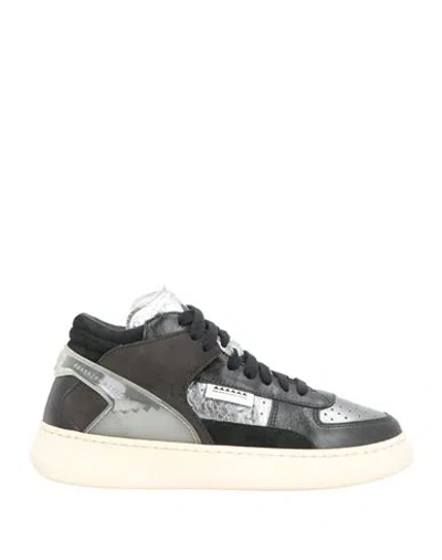 Run Of Woman Sneakers Black Size 7 Leather, Textile Fibers