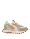 Run Of Woman Sneakers Khaki Size 7 Leather, Textile Fibers In Beige
