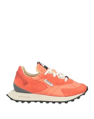 Run Of Woman Sneakers Orange Size 6 Leather, Textile Fibers