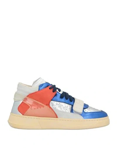 Run Of Woman Sneakers Silver Size 7 Leather, Textile Fibers