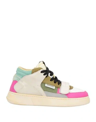 RUN OF RUN OF WOMAN SNEAKERS WHITE SIZE 7 RUBBER, LEATHER
