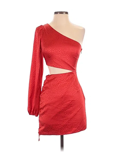 Pre-owned Runaway 3/4 Sleeve Top Red One Shoulder Neckline Tops