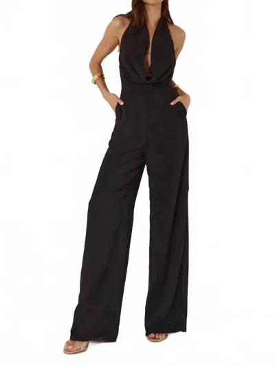 Runaway Elizabeth Wide Leg Playsuit In Black