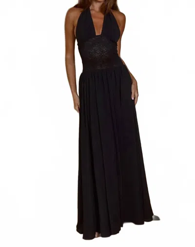 Runaway Fernanda Plunge Halter Maxi Dress In Black