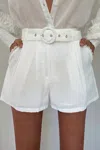 Runaway Marina Buckle Short In White In White