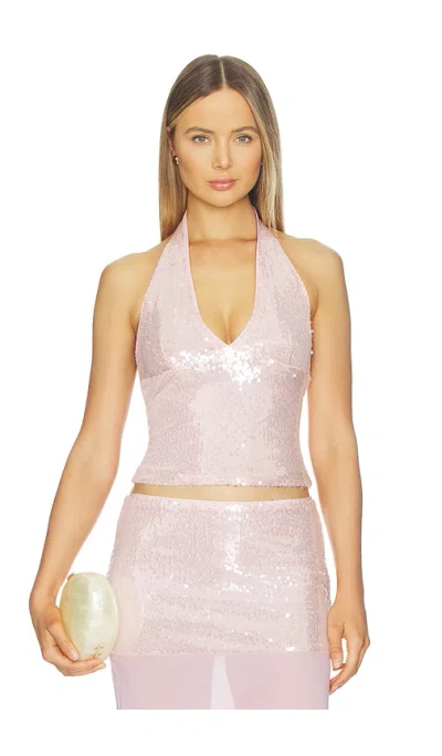 Runaway The Label Adeluna Deep Plunge Halter Top In Purple