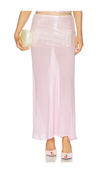Runaway The Label Adeluna Sheer Bottom Maxi Skirt In Pink