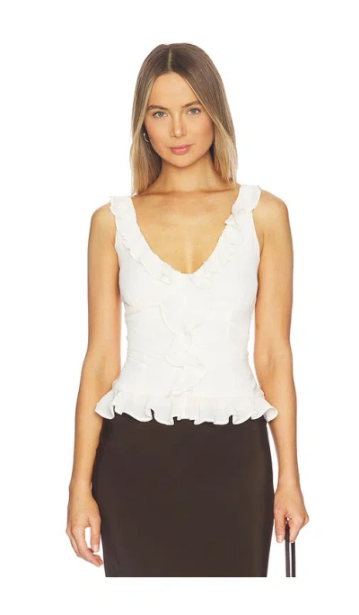 Runaway The Label Alexina Sleeveless Ruffle Top In White