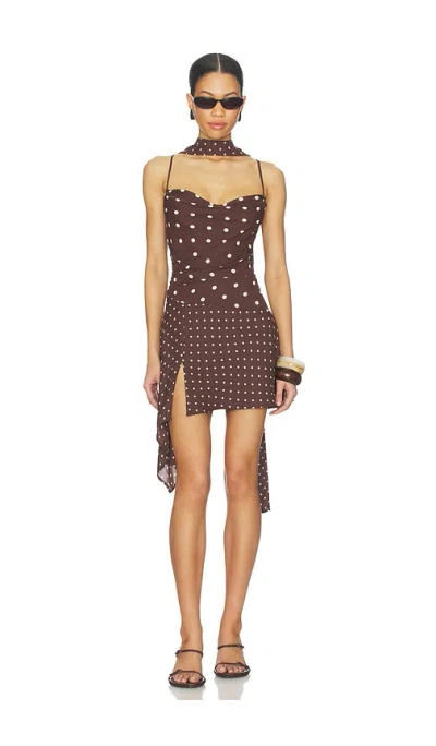 Runaway The Label Alora Scoop Neck Mini Dress In Brown