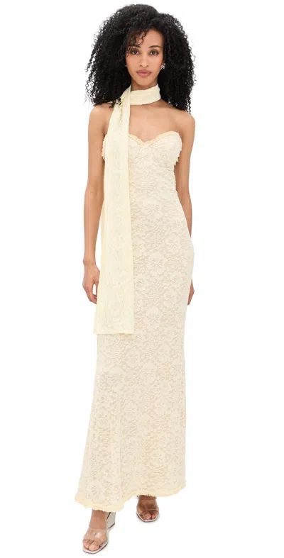 Runaway The Label Amana Strapless Maxi Dress Lemon In Nude