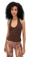 Runaway The Label Andie V-neck Halter Top Bitter Chocolate In Brown