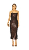 Runaway The Label Anette Sequin Midi Dress In Brown