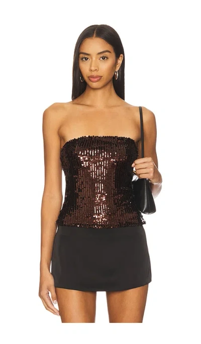 Runaway The Label Anette Strapless Sequin Bustier In Brown