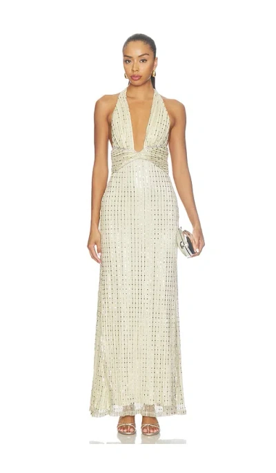 Runaway The Label Annette Plunge V-neck Maxi Dress In Gray
