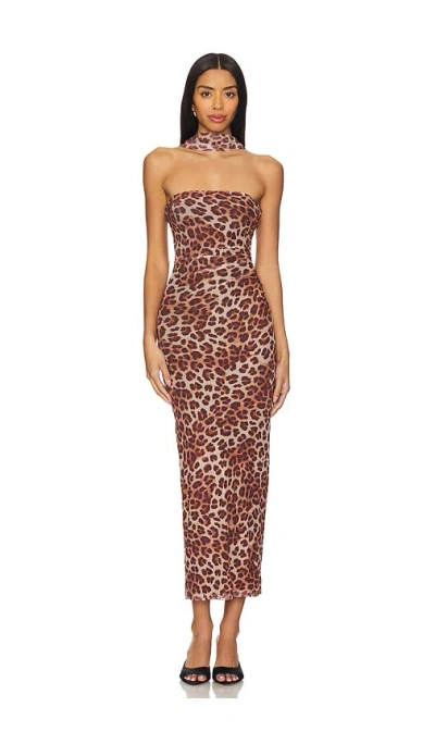 Runaway The Label Antonie Midi Dress In Brown
