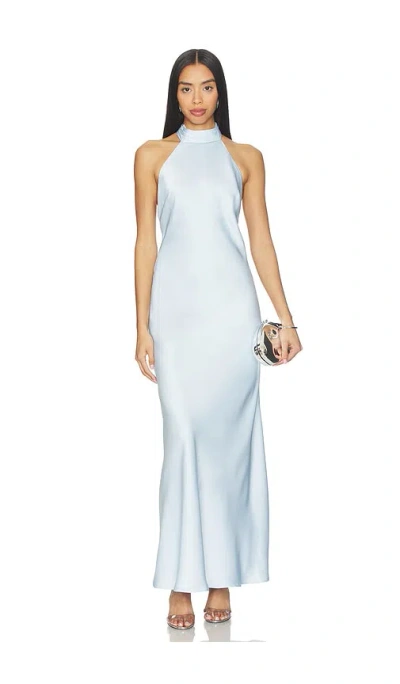 Runaway The Label Arabelle High Neck Maxi Dress In Blue
