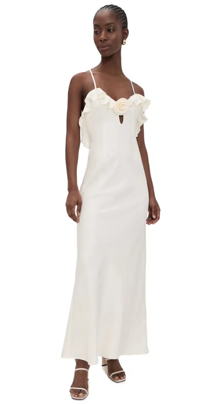 Runaway The Label Avalee Frill Trim Maxi Dress Ivory In White