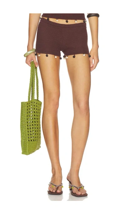 Runaway The Label Bailee Mini Knit Shorts In Brown