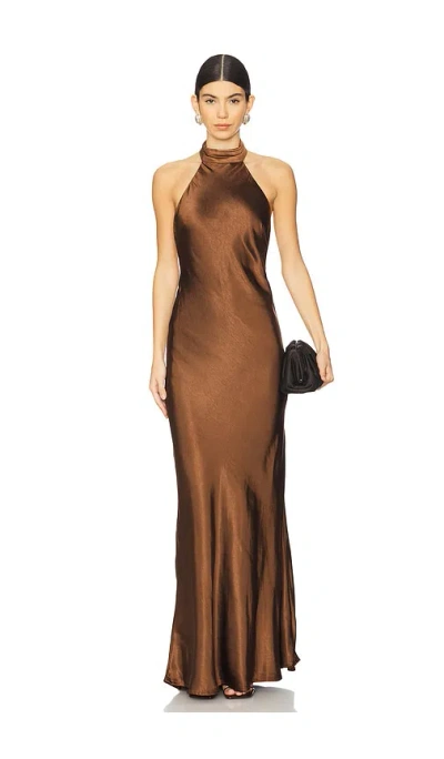 Runaway The Label Brigitte Maxi Dress In Espresso