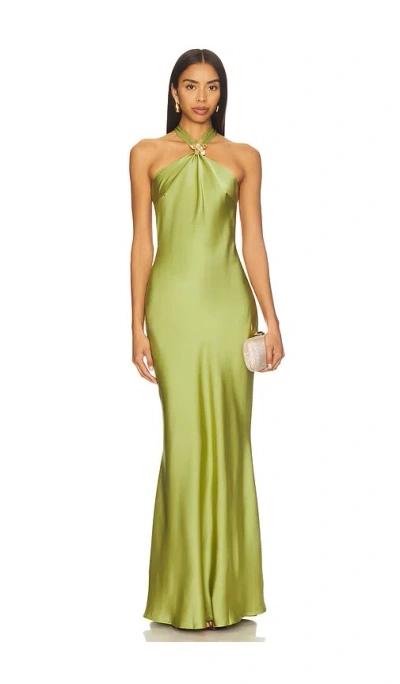 Runaway The Label Chara Low Cross Back Maxi Dress In Green