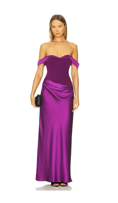Runaway The Label Ebony Off Shoulder Maxi Dress In Purple