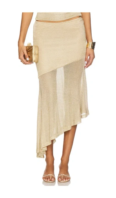 Runaway The Label Elaine Flounce Midi Skirt In Gold