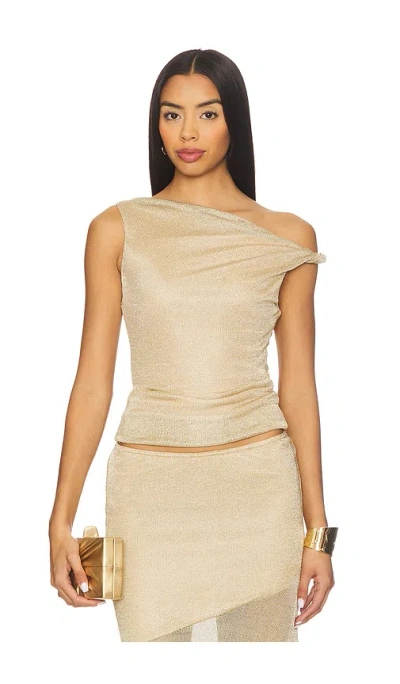 Runaway The Label Elaine One Shoulder Top In Gold