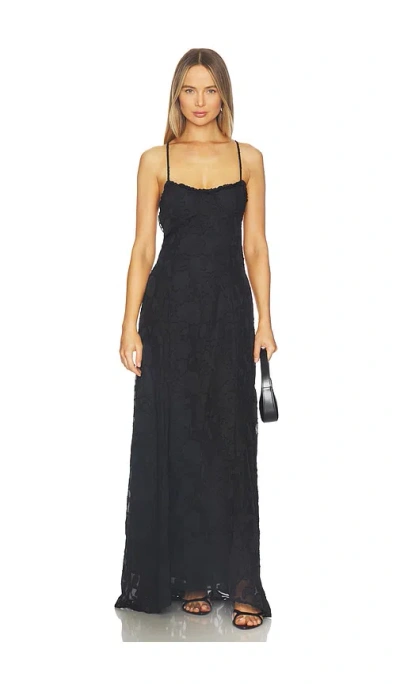 Runaway The Label Ellerby Frill Trim Maxi Dress In Black