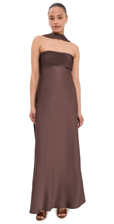 Runaway The Label Elsa Maxi Dress Chocolate In Brown