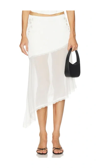 Runaway The Label Emberly Midi Flounce Skirt In White