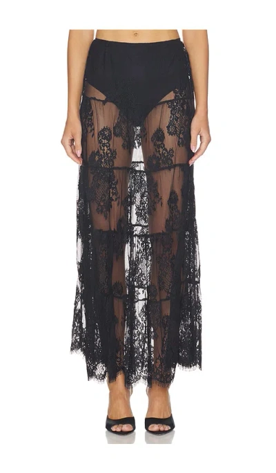 Runaway The Label Enola Tiered Lace Maxi Skirt In Black